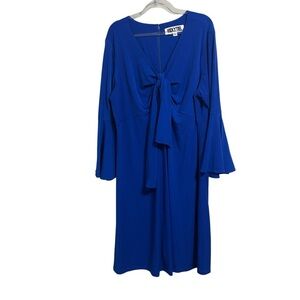 Vicky Tiel 2X Blue Tie Bust Bell Sleeves